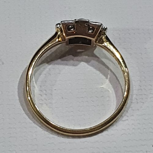 RARE ART DECO PLATINUM SET DIAMOND 9CT GOLD RING SIZE M - ADDITIONAL PHOTO 13