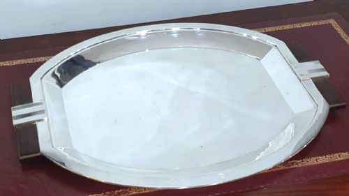 luc lanel for christofle 57cm french art deco serving tray in silver plate c1930 - CATEGORY: ANTIQUE SILVER - DATED 1930