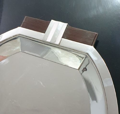 LUC LANEL FOR CHRISTOFLE 57CM FRENCH ART DECO SERVING TRAY IN SILVER PLATE C1930 - ADDITIONAL PHOTO 2