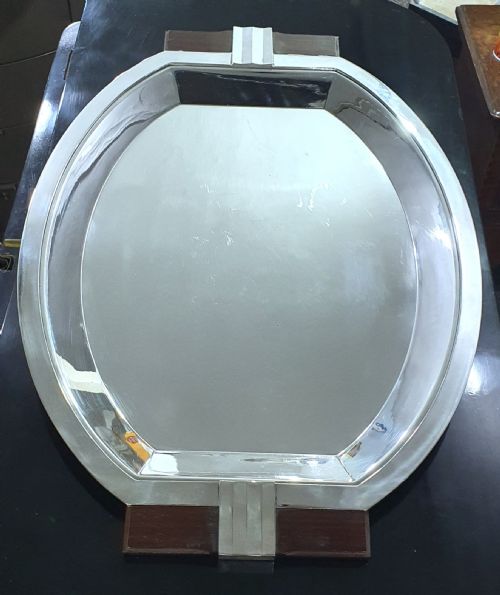 LUC LANEL FOR CHRISTOFLE 57CM FRENCH ART DECO SERVING TRAY IN SILVER PLATE C1930 - ADDITIONAL PHOTO 4