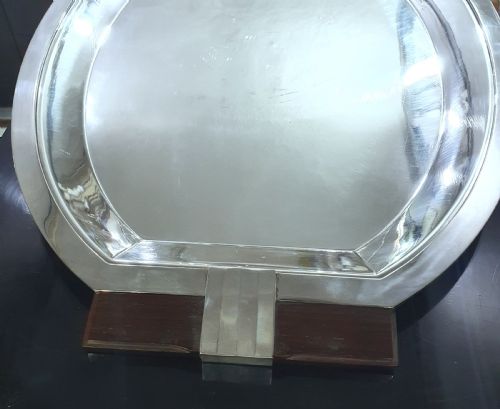 LUC LANEL FOR CHRISTOFLE 57CM FRENCH ART DECO SERVING TRAY IN SILVER PLATE C1930 - ADDITIONAL PHOTO 5