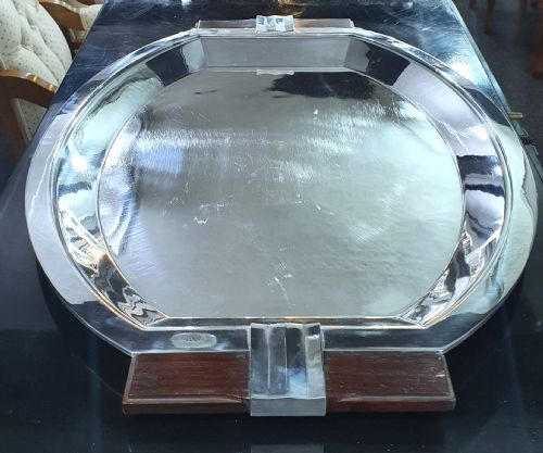 LUC LANEL FOR CHRISTOFLE 57CM FRENCH ART DECO SERVING TRAY IN SILVER PLATE C1930 - ADDITIONAL PHOTO 6