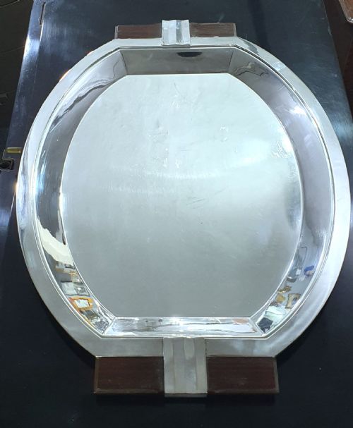 LUC LANEL FOR CHRISTOFLE 57CM FRENCH ART DECO SERVING TRAY IN SILVER PLATE C1930 - ADDITIONAL PHOTO 7