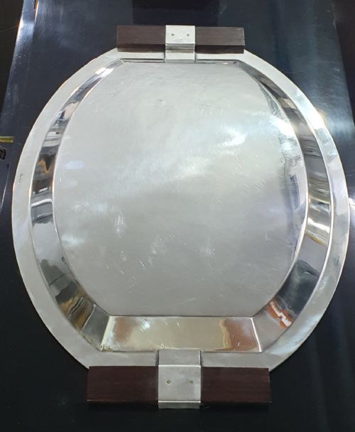 LUC LANEL FOR CHRISTOFLE 57CM FRENCH ART DECO SERVING TRAY IN SILVER PLATE C1930 - ADDITIONAL PHOTO 9