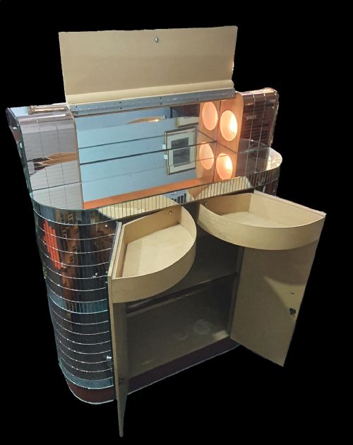 SOL GARSON BESPOKE MADE VINTAGE MIRRORED COCKTAIL CABINET DATED 1952 - ADDITIONAL PHOTO 1