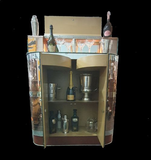 SOL GARSON BESPOKE MADE VINTAGE MIRRORED COCKTAIL CABINET DATED 1952 - ADDITIONAL PHOTO 2