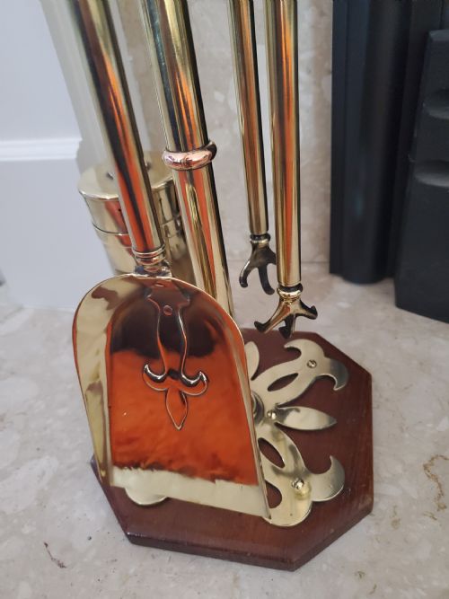 ARTS CRAFTS BRASS COPPER 4 PIECE FIRE COMPANION SET OF FIRE TOOLS C1900 - ADDITIONAL PHOTO 12