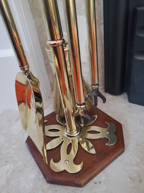 ARTS CRAFTS BRASS COPPER 4 PIECE FIRE COMPANION SET OF FIRE TOOLS C1900 - ADDITIONAL PHOTO 13
