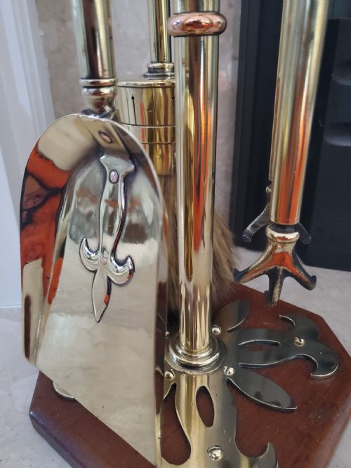 ARTS CRAFTS BRASS COPPER 4 PIECE FIRE COMPANION SET OF FIRE TOOLS C1900 - ADDITIONAL PHOTO 15