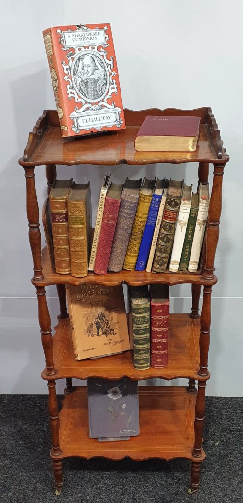EDWARDIAN MAHOGANY WHATNOT INLAID AND WITH ORIGINAL CASTERS - ADDITIONAL PHOTO 6