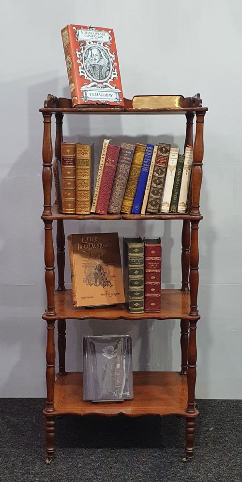 EDWARDIAN MAHOGANY WHATNOT INLAID AND WITH ORIGINAL CASTERS - ADDITIONAL PHOTO 7