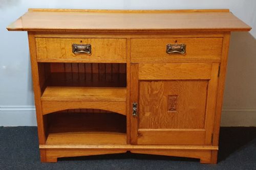 ARTS CRAFTS LIGHT HONEY OAK SIDEBOARD C1910 - ADDITIONAL PHOTO 6