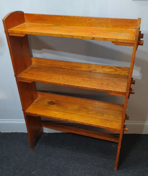 ARTS CRAFTS GOLDEN OAK LARGE BOOKSHELVES WITH PEG FIXING OF SHELVES C1910 - ADDITIONAL PHOTO 1