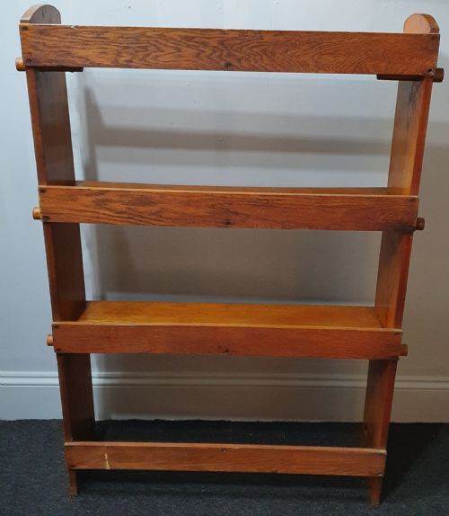 ARTS CRAFTS GOLDEN OAK LARGE BOOKSHELVES WITH PEG FIXING OF SHELVES C1910 - ADDITIONAL PHOTO 3