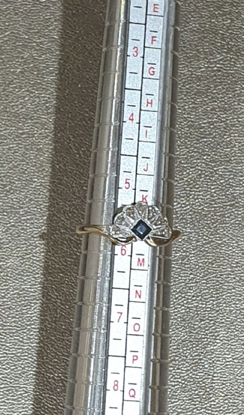 ART DECO SAPPHIRE DIAMOND PLATINUM 18CT GOLD FAN RING SIZE L - ADDITIONAL PHOTO 9