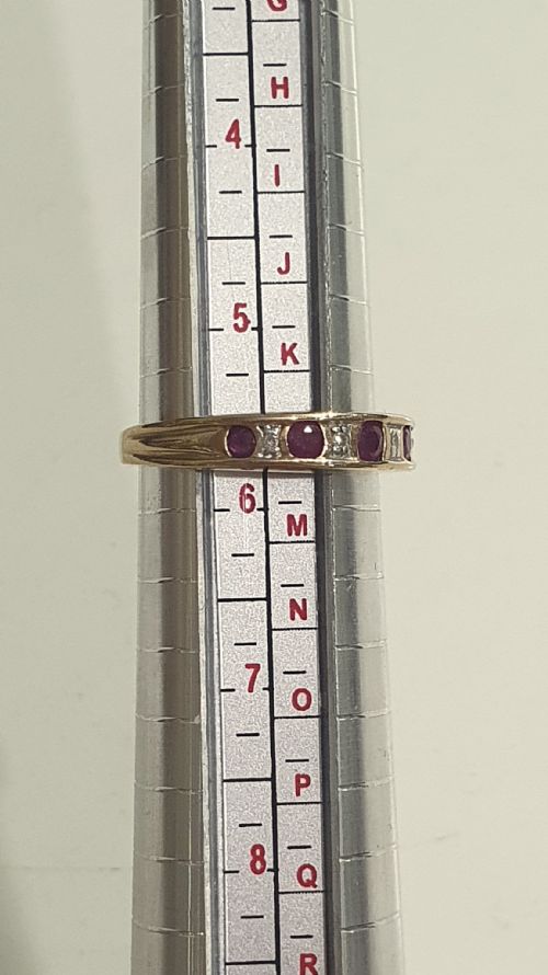 VINTAGE RUBY ILLUSION SET DIAMOND HALF ETERNITY RING SIZE L - ADDITIONAL PHOTO 3