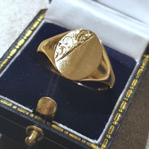 vintage oval gold men's signet ring size t - CATEGORY: ANTIQUE JEWELLERY - DATED 1960