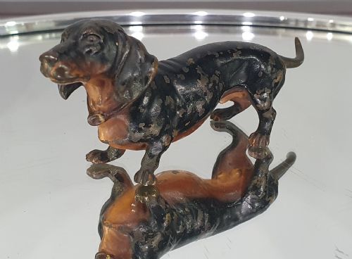 austrian cold painted bronze dachshund c1910 - CATEGORY: ANTIQUE METAL - DATED 1910