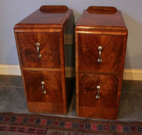PAIR OF ART DECO BURR WALNUT BEDSIDE DRAWERS CABINETS C1930 - ADDITIONAL PHOTO 1