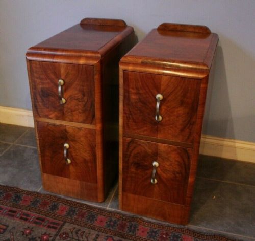 PAIR OF ART DECO BURR WALNUT BEDSIDE DRAWERS CABINETS C1930 - ADDITIONAL PHOTO 5