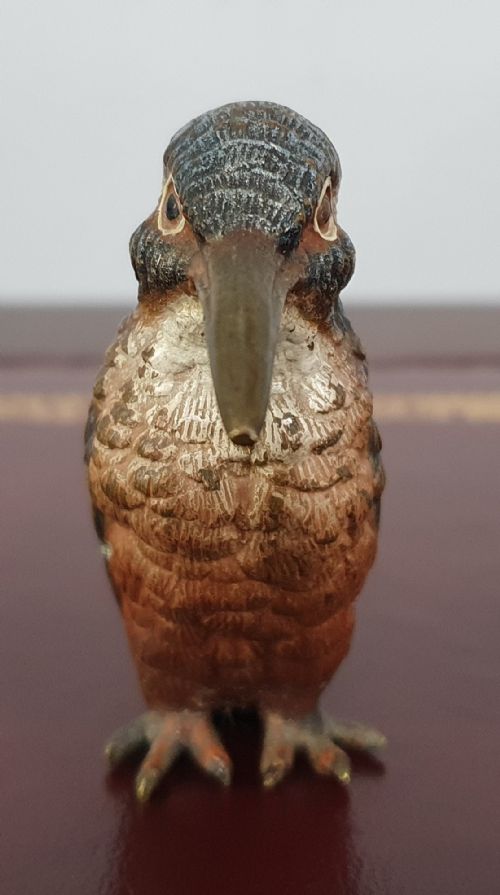 AUSTRIAN COLD PAINTED BRONZE KINGFISHER C1910 - ADDITIONAL PHOTO 1