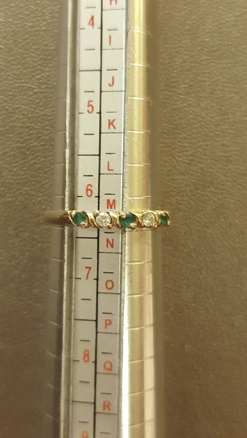 VINTAGE EMERALD DIAMOND 9CT GOLD HALF ETERNITY RING SIZE M - ADDITIONAL PHOTO 4