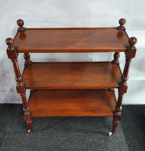 SERVING TROLLEY 3 TIER MAHOGANY ON ORIGINAL CASTERS 19TH CENTURY - ADDITIONAL PHOTO 2