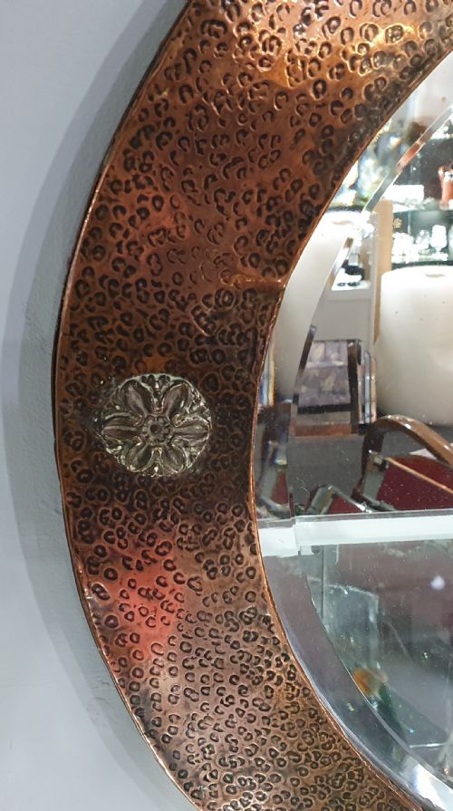 ARTS CRAFTS HAMMERED COPPER WALL MIRROR C1910 - ADDITIONAL PHOTO 5