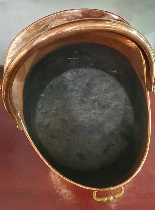 ARTS CRAFTS HAMMERED COPPER COAL SCUTTLE SWING HANDLE LATE 19TH CENTURY - ADDITIONAL PHOTO 3