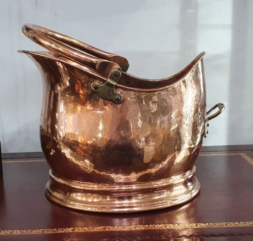 ARTS CRAFTS HAMMERED COPPER COAL SCUTTLE SWING HANDLE LATE 19TH CENTURY - ADDITIONAL PHOTO 7