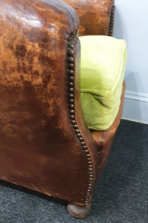 FRENCH ART DECO LEATHERBOUND CLUB CHAIR C1930 - ADDITIONAL PHOTO 1
