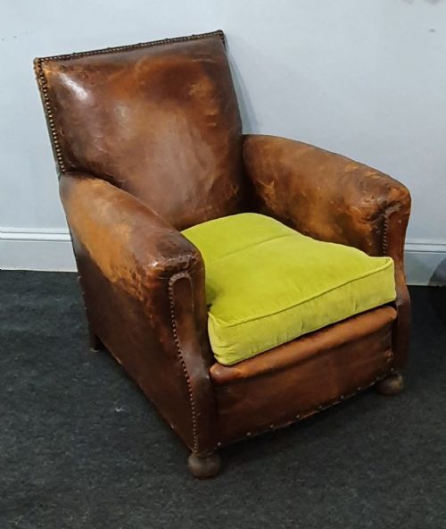 FRENCH ART DECO LEATHERBOUND CLUB CHAIR C1930 - ADDITIONAL PHOTO 7
