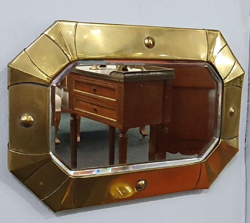 ORIGINAL ART DECO BEVELLED GLASS BRASS MIRROR C192030 - ADDITIONAL PHOTO 4