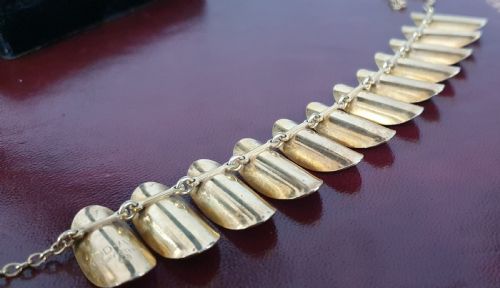 RARE 1950'S DAVID ANDERSON GUILLOCH ENAMEL VERMEIL CHOKER NECKLACE BROOCH - ADDITIONAL PHOTO 4