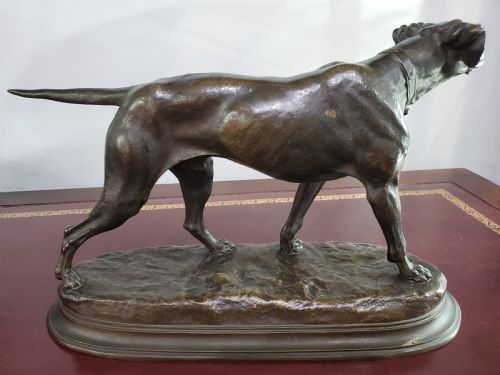 JULES MOIGNIEZ FRENCH BRONZE POINTER HUNTING DOG 19TH CENTURY - ADDITIONAL PHOTO 6