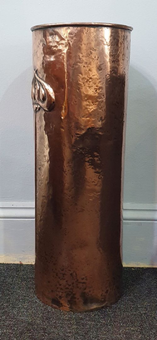 LARGE 60CM FRENCH ART NOUVEAU HAMMERED COPPER UMBRELLA STAND C1910 - ADDITIONAL PHOTO 3