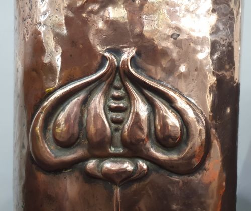 LARGE 60CM FRENCH ART NOUVEAU HAMMERED COPPER UMBRELLA STAND C1910 - ADDITIONAL PHOTO 6