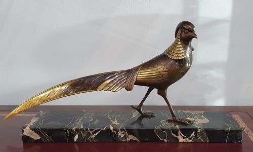 lorino french art deco bronze pheasant c1930 - CATEGORY: ANTIQUE SCULPTURES - DATED 1930
