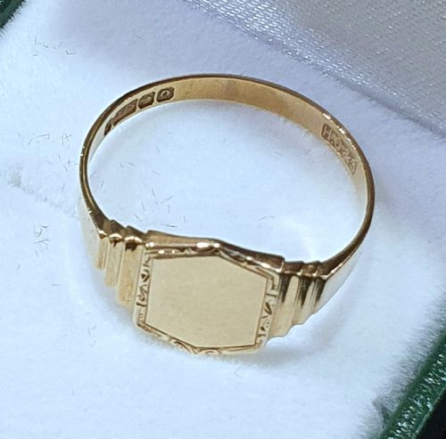 MEN'S 1940 ART DECO HEXAGONAL 9CT GOLD SIGNET RING - ADDITIONAL PHOTO 6