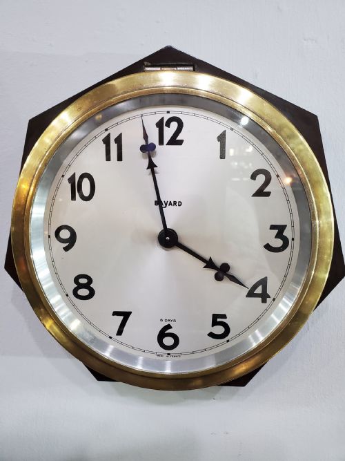 bayard french art deco bakelite brass wall clock c1930 - CATEGORY: ANTIQUE CLOCKS - DATED 1930