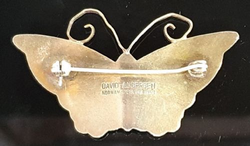 VINTAGE DAVID ANDERSON BUTTERFLY BROOCH PIN GUILLOCHE ENAMEL ON VERMEIL SILVER C194050 - ADDITIONAL PHOTO 2