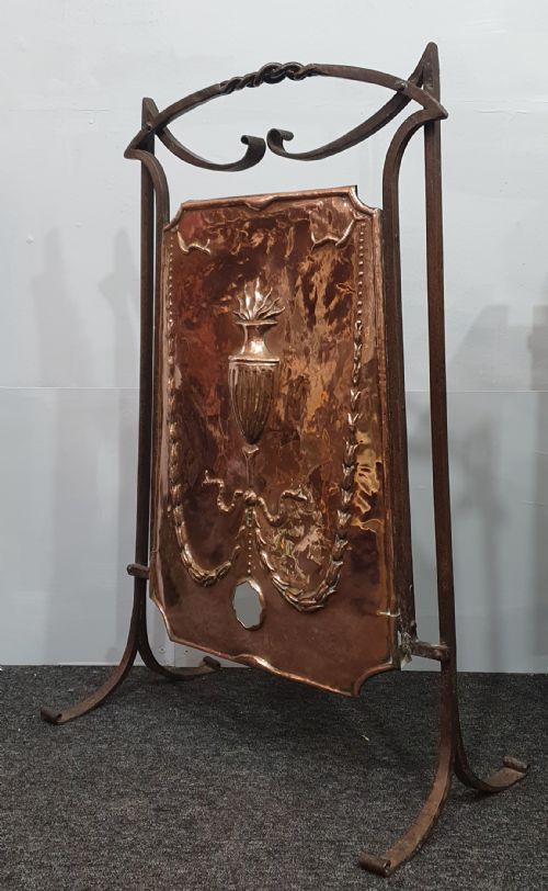 ARTS CRAFTS HAND FORGED IRON AND COPPER FIRESCREEN C1910 - ADDITIONAL PHOTO 4