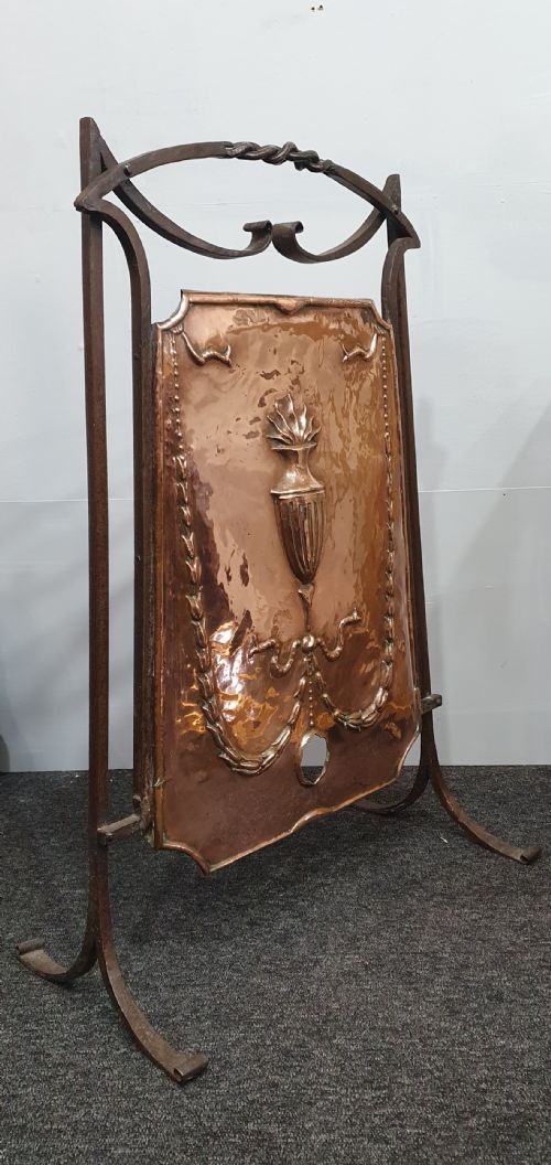 ARTS CRAFTS HAND FORGED IRON AND COPPER FIRESCREEN C1910 - ADDITIONAL PHOTO 6