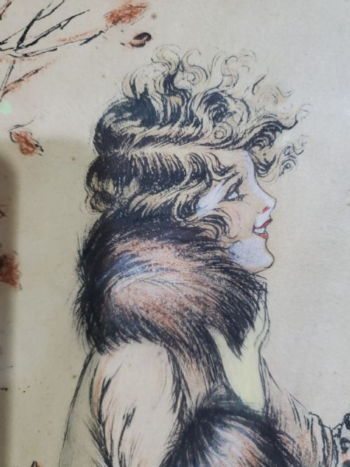 DEGOUY BELGIAN ART DECO ENGRAVING AUTUMN C1900 - ADDITIONAL PHOTO 3