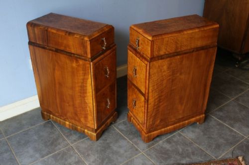 PAIR OF ART DECO BURR WALNUT BEDSIDE CABINETS C192030 - ADDITIONAL PHOTO 7
