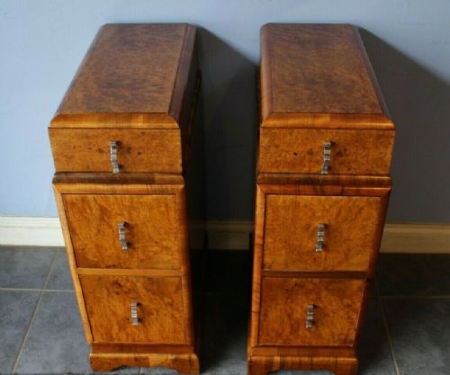 PAIR OF ART DECO BURR WALNUT BEDSIDE CABINETS C192030 - ADDITIONAL PHOTO 11
