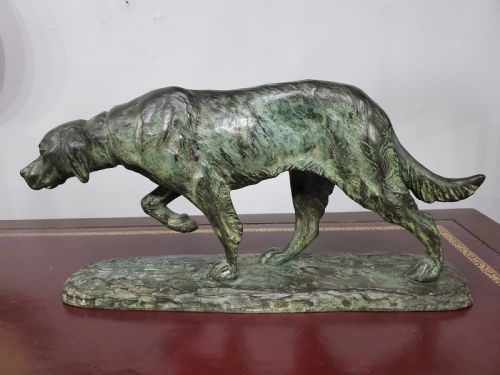 LOUIS RICH RICHE ANIMALIER 44CM BRONZE HUNTING HOUND C1900 - ADDITIONAL PHOTO 3