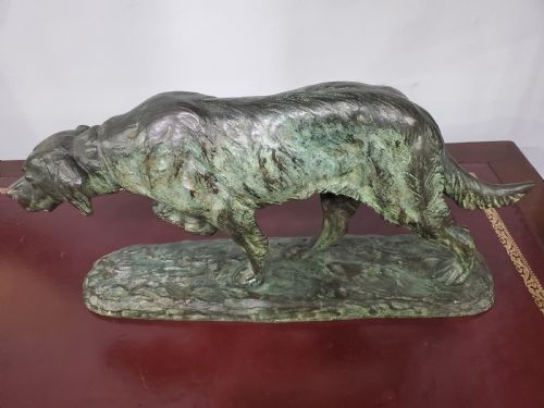 LOUIS RICH RICHE ANIMALIER 44CM BRONZE HUNTING HOUND C1900 - ADDITIONAL PHOTO 1