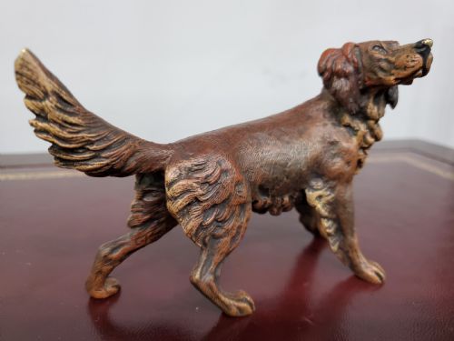 CARL KAUBA COLD PAINTED AUSTRIAN BRONZE SETTER DOG C1910 - ADDITIONAL PHOTO 1