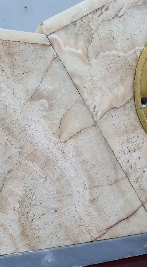 FRENCH ART DECO MARBLE MANTLE CLOCK WITH GARNITURES C1920 - ADDITIONAL PHOTO 9